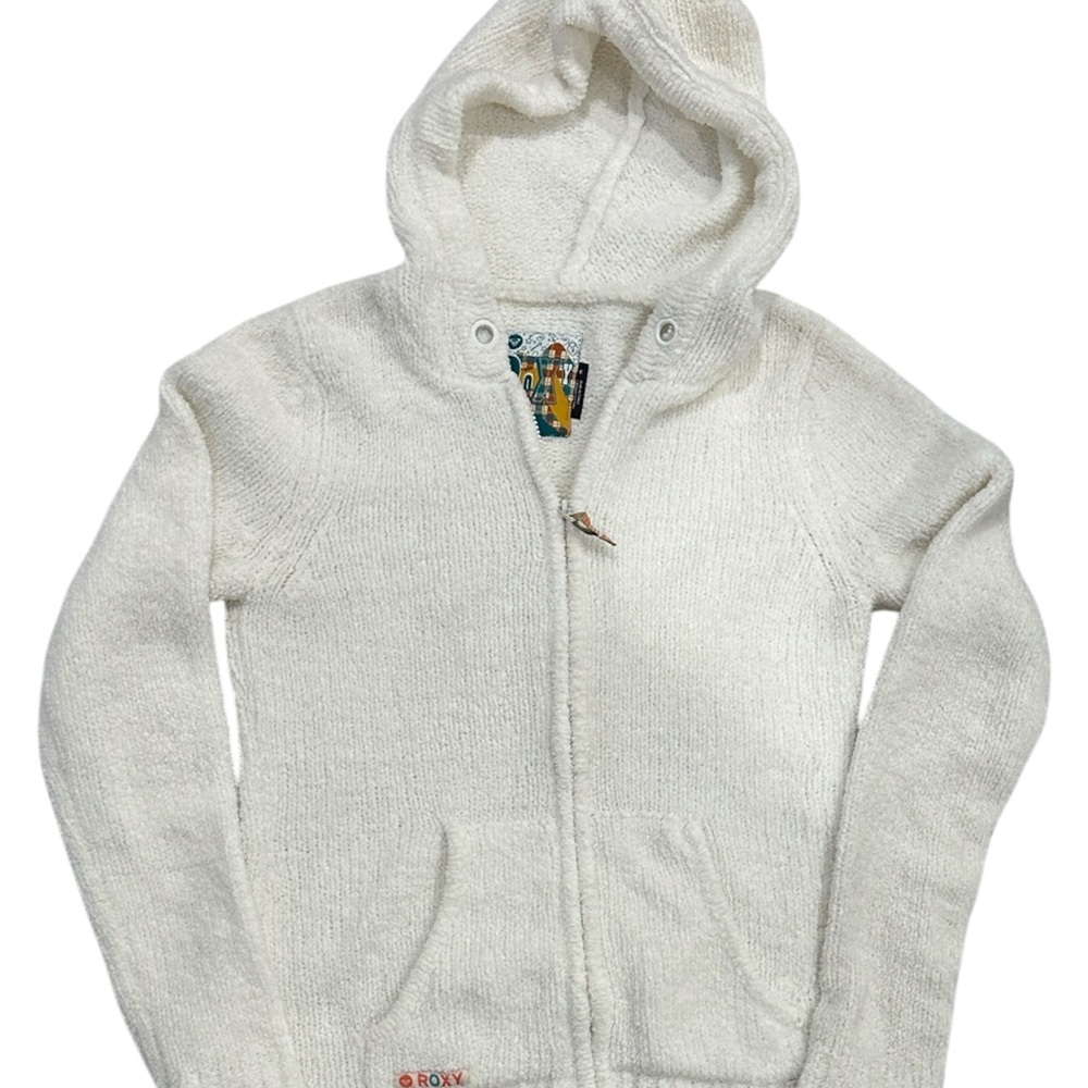 Roxy Snow White/Cream Hooded Layer Zip-Up Sweater